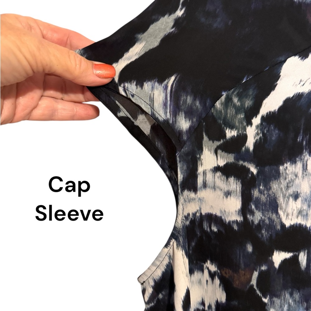 ❤️Simply Vera Vera Wang Black/Gray Print Cap Sleeve Top   XLARGE     #T - Picture 3 of 9